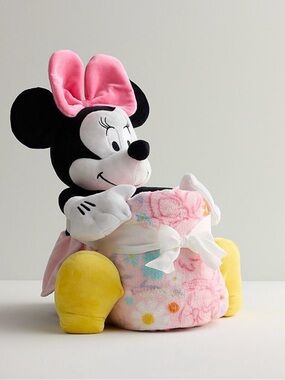 Disney Minnie Mouse Plush Throw Blanket Set Pink Floral Soft Cozy Kids Gift New